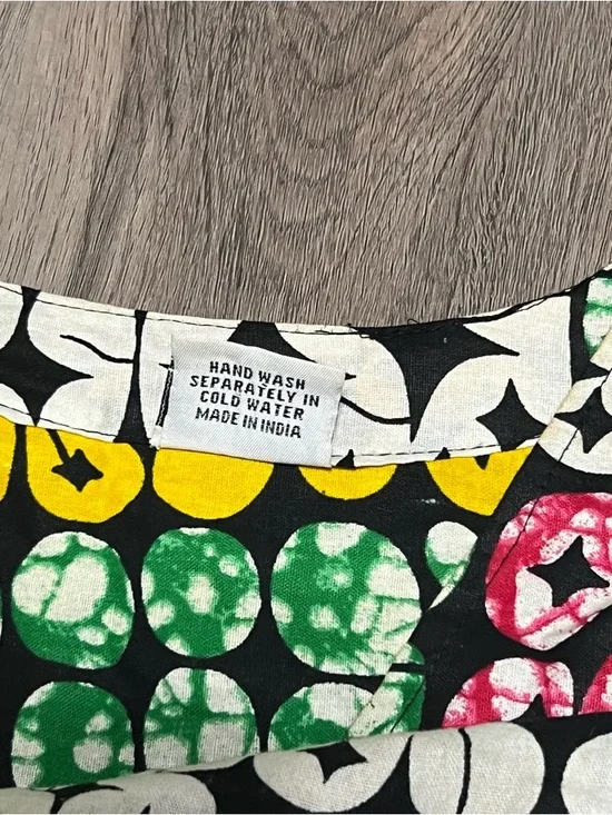 African Stars One Size Maxi Dress White Green Long Sleeve Cotton Tribal Ethnic - Picture 4 of 11